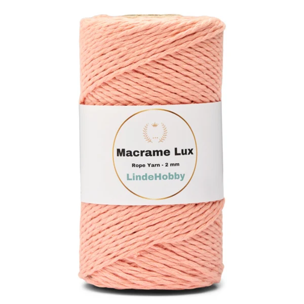 LindeHobby Macrame Lux, Corde de Macramé, 2 mm 11 Rose clair