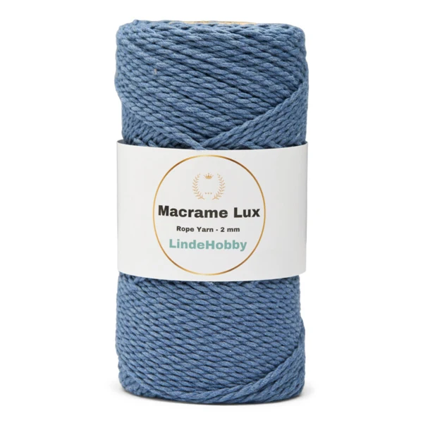 LindeHobby Macrame Lux, Corde de Macramé, 2 mm 13 Bleu