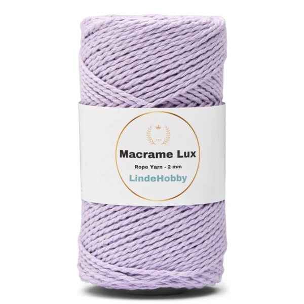 LindeHobby Macrame Lux, Corde de Macramé, 2 mm 14 Violet clair