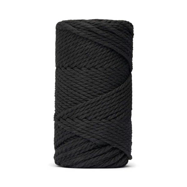 LindeHobby Macrame Lux, Corde de Macramé, 4 mm Noir