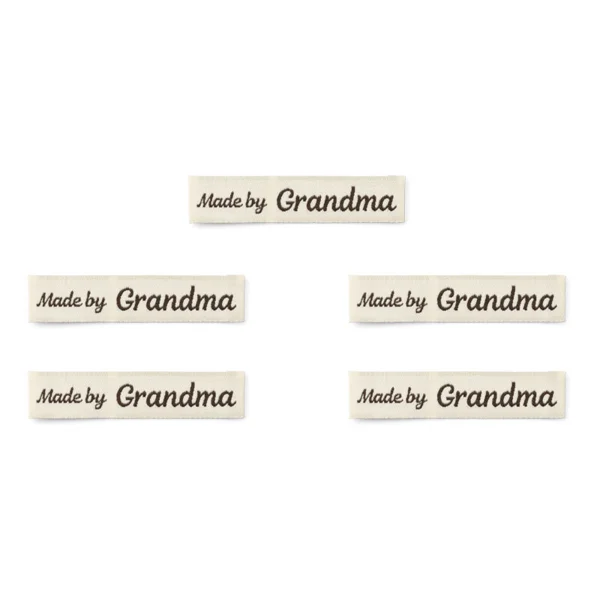 LindeHobby Made By Etiket (7 cm x 1 cm), Naturel, 5 stuks Made by Grandma