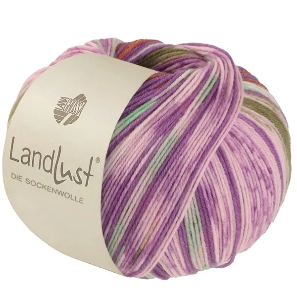 Lana Grossa Landlust Die Sockenwolle 611 Orchidée/Brun/Vert mai/Écru/Rose/Olive