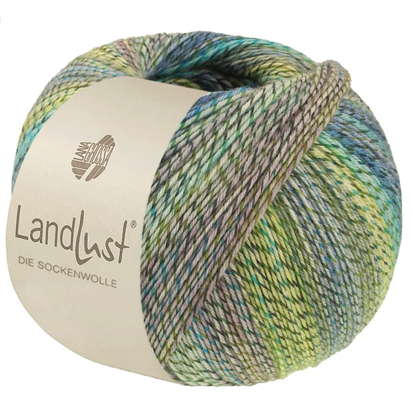 Lana Grossa Landlust Die Sockenwolle 221 Citron vert/Olive clair/Olive foncé/Gris clair/Bleu clair/Turquoise/Jade/Bleu