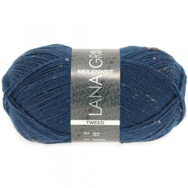 Lana Grossa Meilenweit 100 Tweed 128 Bleu pétrole foncé