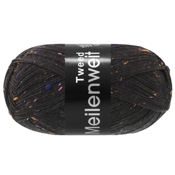 Lana Grossa Meilenweit 100 Tweed 186 Noir charbon