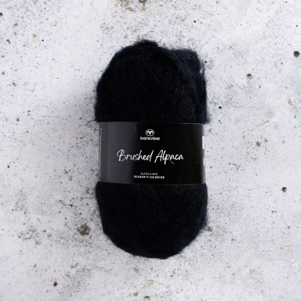 Svarta Fåret Brushed Alpaca 001 Kolen zwart