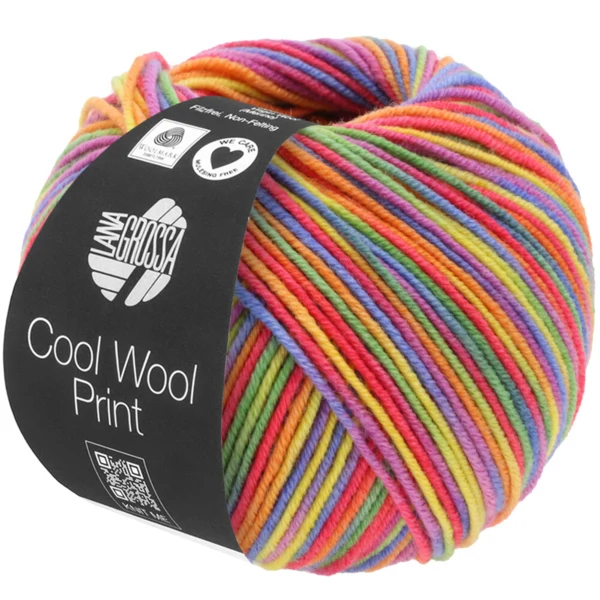 Lana Grossa Cool Wool Print 703 Paars/Groen/Framboos/Oranje/Geel/Blauw