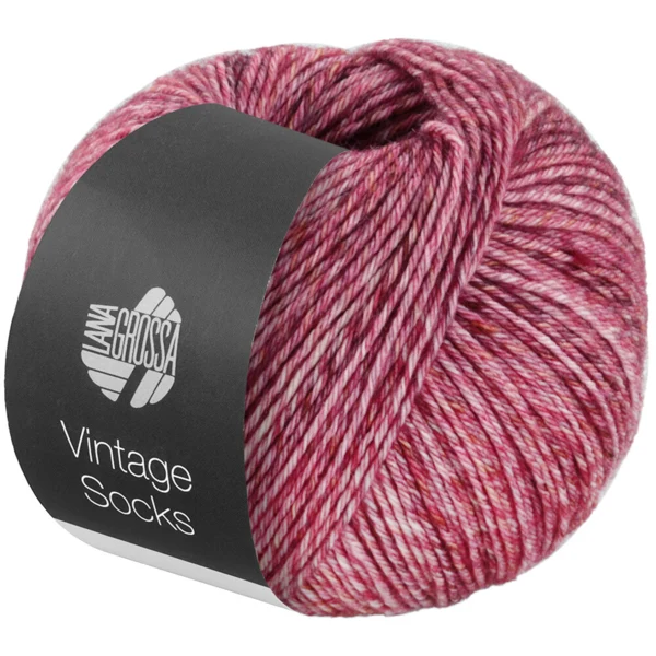 Lana Grossa Vintage Socks 1009 Vieux rose/rouge géranium/bordeaux chiné
