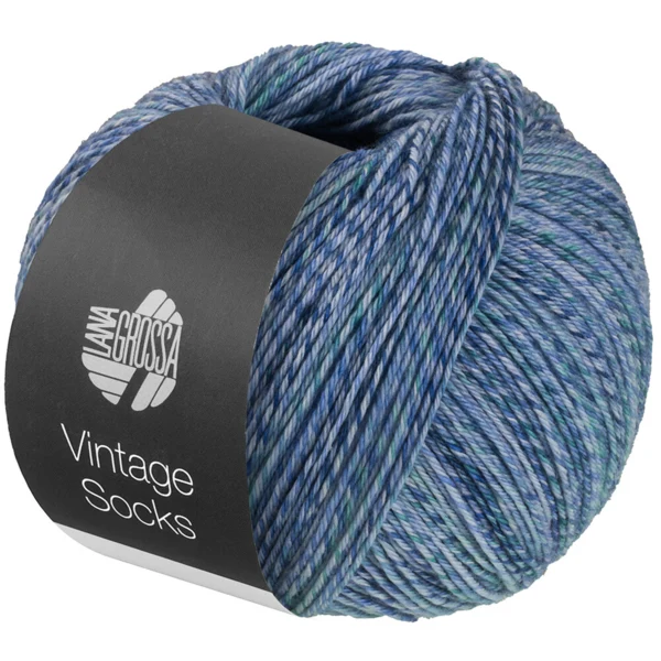 Lana Grossa Vintage Socks 1017 Gris clair/jean/bleu violacé/gris vert chiné