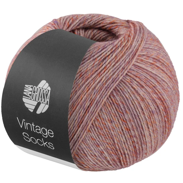 Lana Grossa Vintage Socks 1011 Rose/violet/abricot/jaune pâle chiné