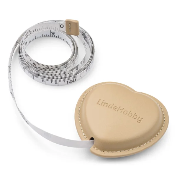LindeHobby Mètre Ruban Rétractable, Cuir PU, Cœur, 150 cm Abricot