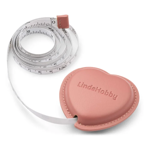 LindeHobby Mètre Ruban Rétractable, Cuir PU, Cœur, 150 cm Rose foncé