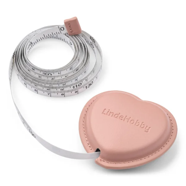 LindeHobby Mètre Ruban Rétractable, Cuir PU, Cœur, 150 cm Rose