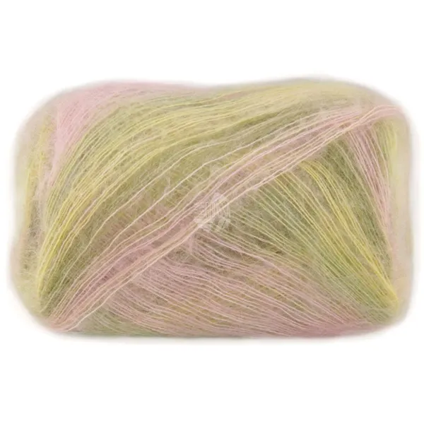 Lana Grossa Cottonhair 108 Vanille/rose/rose ancien/olive foncé/vert tilleul