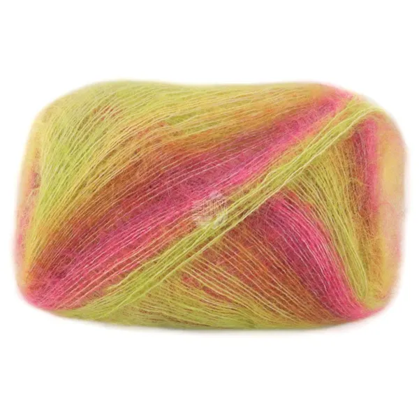 Lana Grossa Cottonhair 107 Citron vert/rose néon/fuchsia/marron/orange/jaune citron