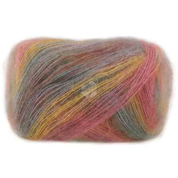 Lana Grossa Cottonhair 106 Ombre/baie/jaune ocre/rose ancien/rose/fuchsia/bleu fumé