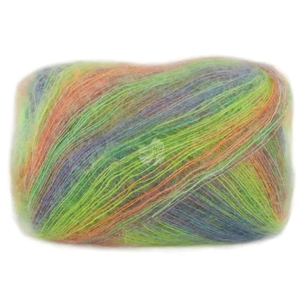 Lana Grossa Cottonhair 102 Orange/vert/vert-jaune/bleu-violet/brun-gris