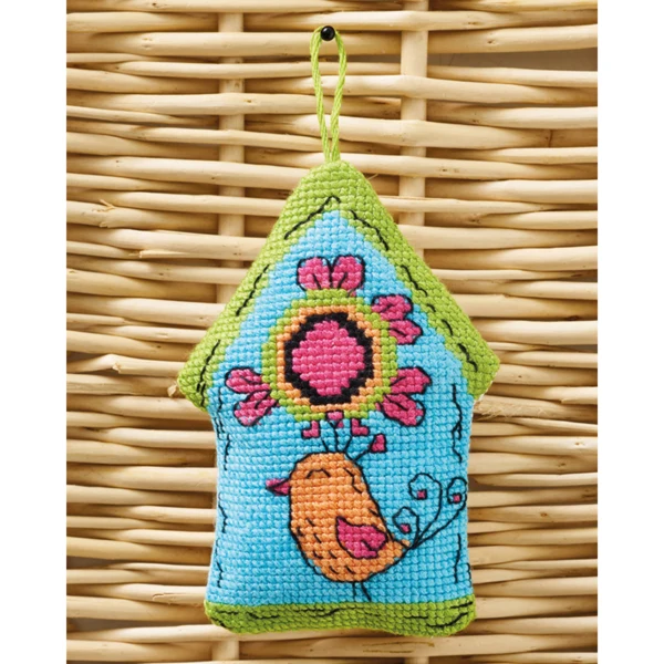 Blauw Vogelhuisje 7x9cm