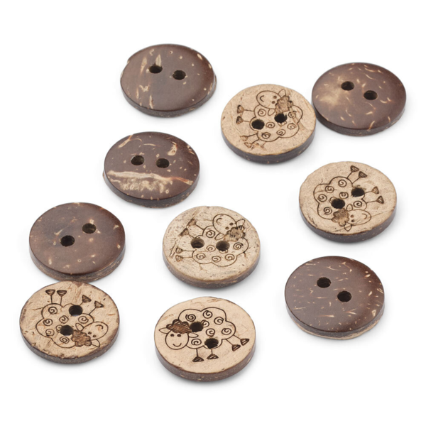 LindeHobby Boutons en Coco, Mouton, 10 pcs