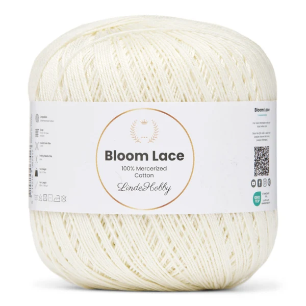LindeHobby Bloom Lace Mercerized Cotton 30 Blanc naturel