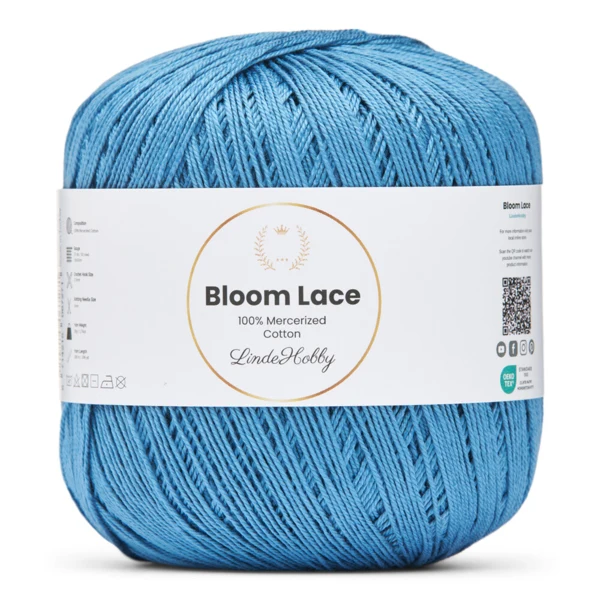 LindeHobby Bloom Lace Mercerized Cotton 16 Bleu denim