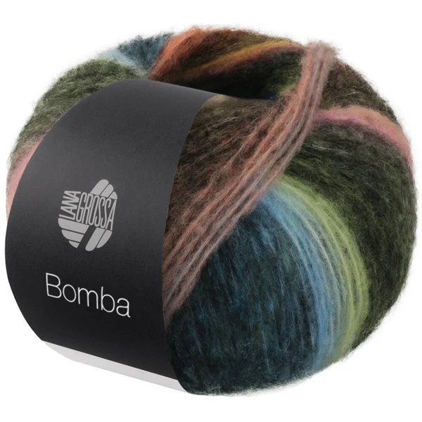 Lana Grossa Bomba 07 Pêche/blanc-/clair-/vert foncé/gris pétrole/-brun/bleu turquoise