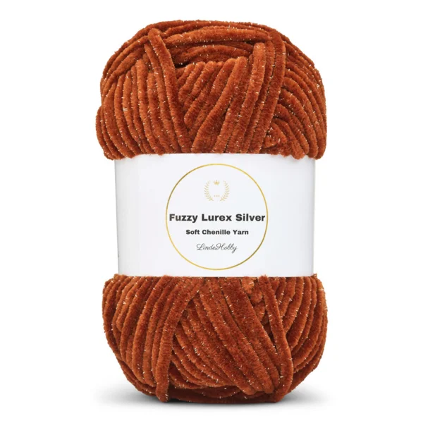LindeHobby Fuzzy Chenille Silver Lurex 34 Cuivre
