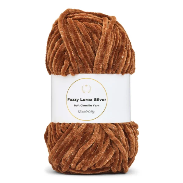 LindeHobby Fuzzy Chenille Silver Lurex 29 Café