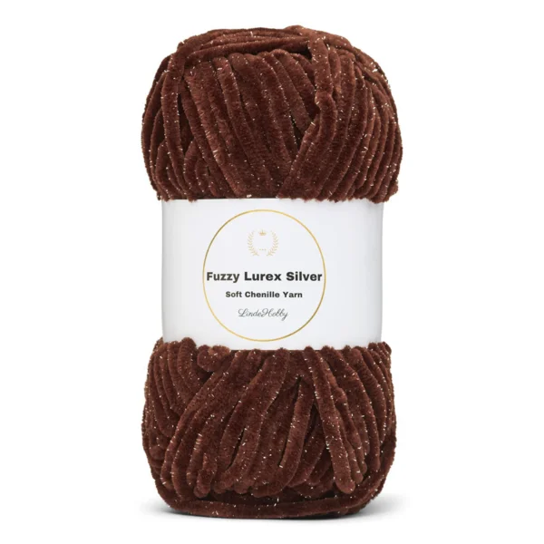 LindeHobby Fuzzy Chenille Silver Lurex 20 Café amer