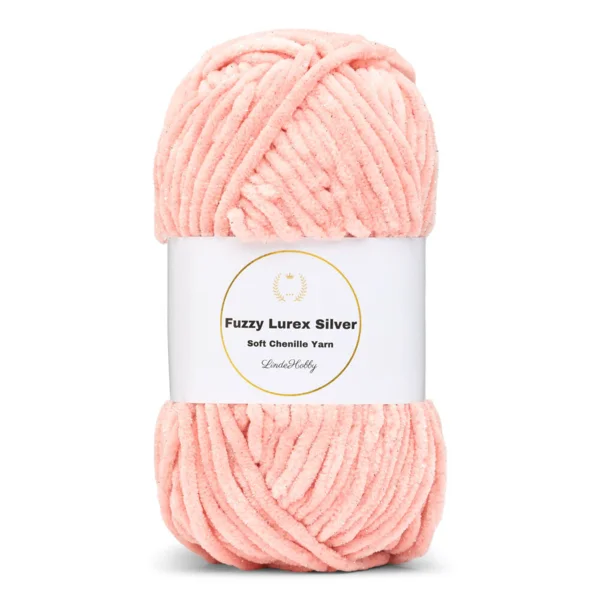 LindeHobby Fuzzy Chenille Silver Lurex 06 Saumon