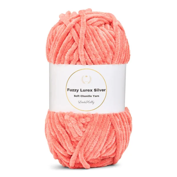 LindeHobby Fuzzy Chenille Silver Lurex 33 Saumon foncé