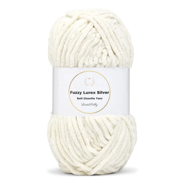 LindeHobby Fuzzy Chenille Silver Lurex 10 Crème (beige clair)