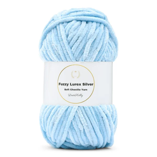 LindeHobby Fuzzy Chenille Silver Lurex 07 Bleu bébé
