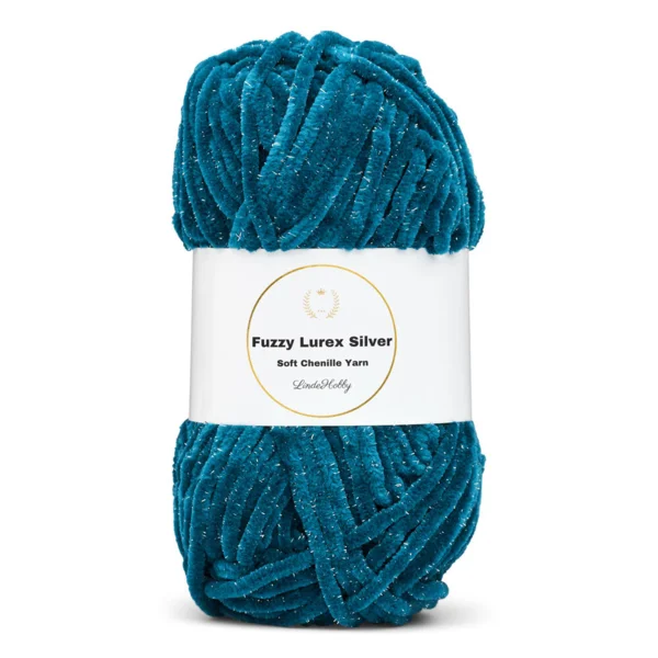LindeHobby Fuzzy Chenille Silver Lurex 18 Vert pétrole / turquoise foncé