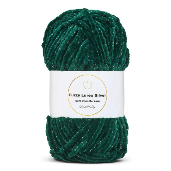 LindeHobby Fuzzy Chenille Silver Lurex 46 Vert canard