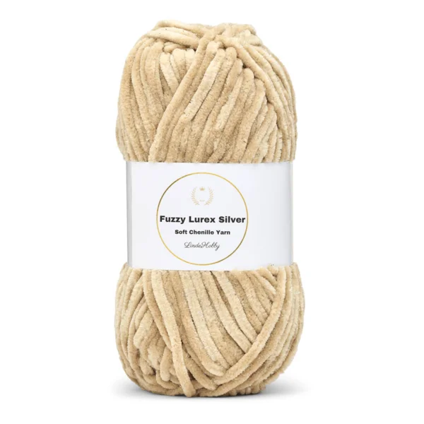 LindeHobby Fuzzy Chenille Silver Lurex 08 Beige foncé