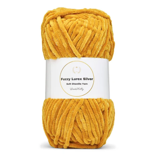 LindeHobby Fuzzy Chenille Silver Lurex 16 Moutarde