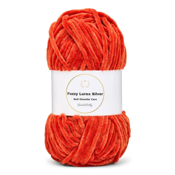LindeHobby Fuzzy Chenille Silver Lurex 25 Terre cuite