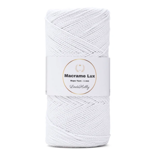LindeHobby Macrame Lux, Macramékoord, 1 mm 15 Wit