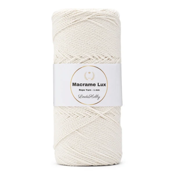 LindeHobby Macrame Lux, Macramékoord, 1 mm 01 Suikerwit