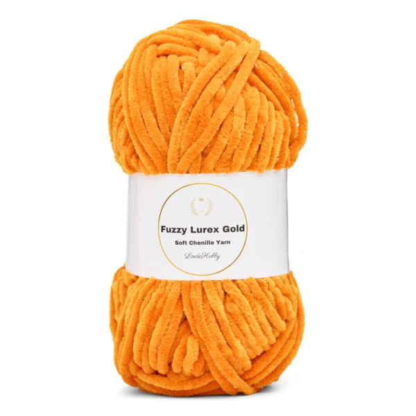 LindeHobby Fuzzy Chenille Gold Lurex 37 Orange