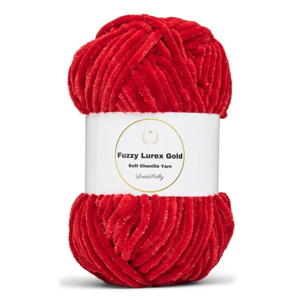 LindeHobby Fuzzy Chenille Gold Lurex 27 Rubis