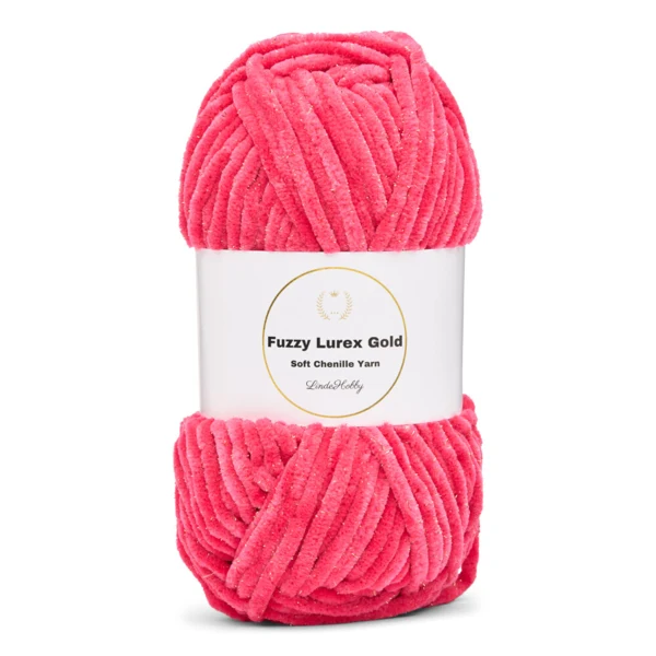 LindeHobby Fuzzy Chenille Gold Lurex 21 Rose sucre foncé