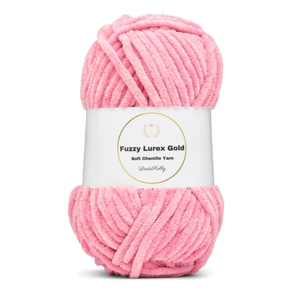 LindeHobby Fuzzy Chenille Gold Lurex 14 Rose foncé