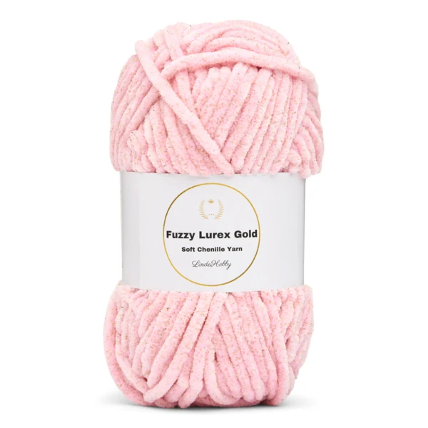 LindeHobby Fuzzy Chenille Gold Lurex 04 Rose bébé (clair)