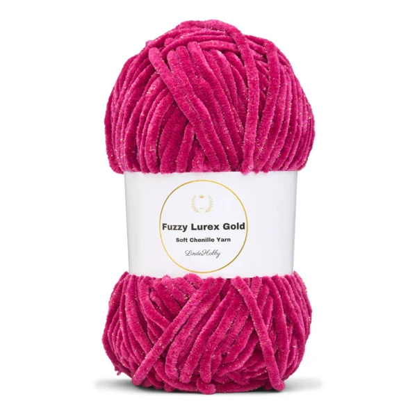 LindeHobby Fuzzy Chenille Gold Lurex 45 Fuchsia foncé
