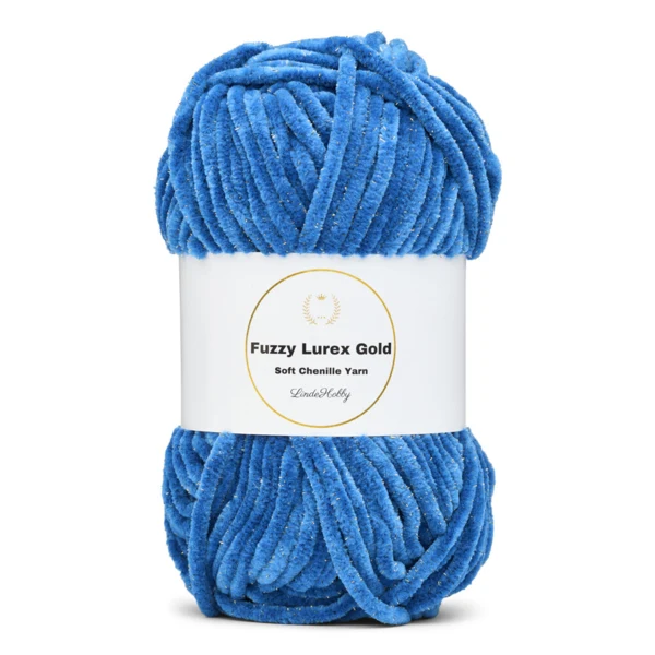 LindeHobby Fuzzy Chenille Gold Lurex 36 Bleu
