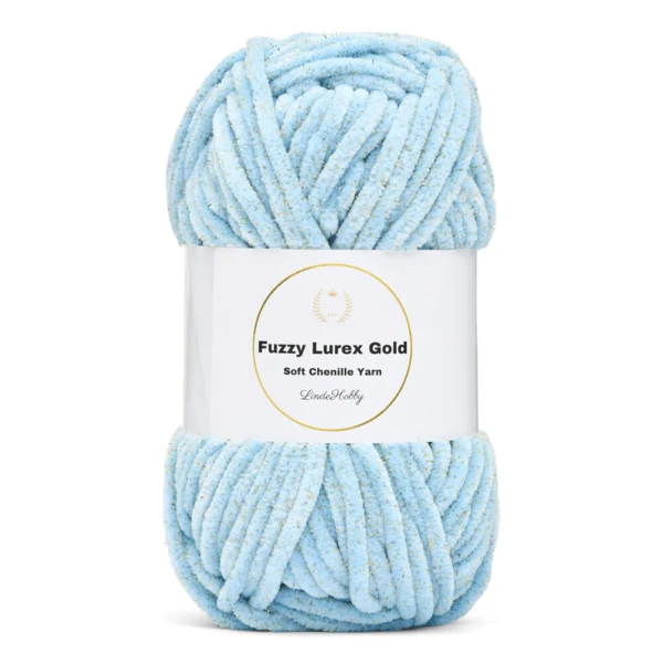 LindeHobby Fuzzy Chenille Gold Lurex 07 Bleu bébé