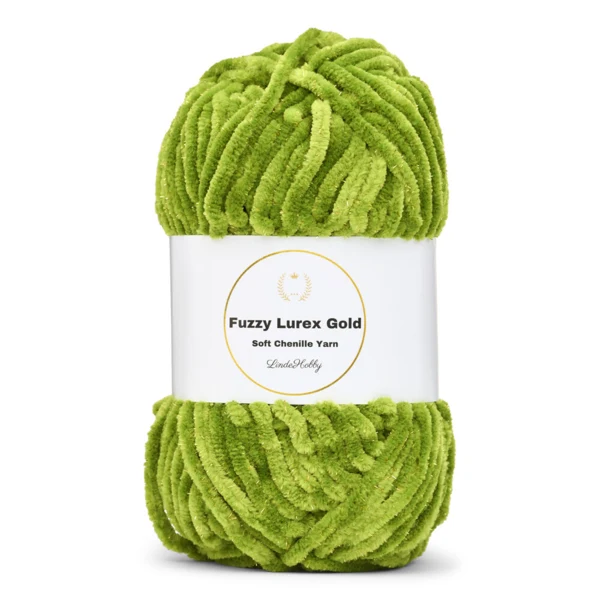 LindeHobby Fuzzy Chenille Gold Lurex 32 Vert herbe