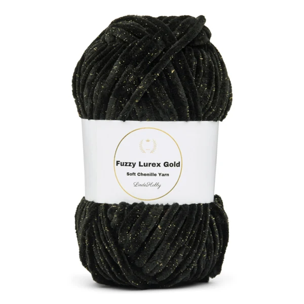LindeHobby Fuzzy Chenille Gold Lurex 02 Noir